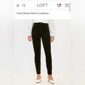 LOFT Green Corduroy Skinny Pants